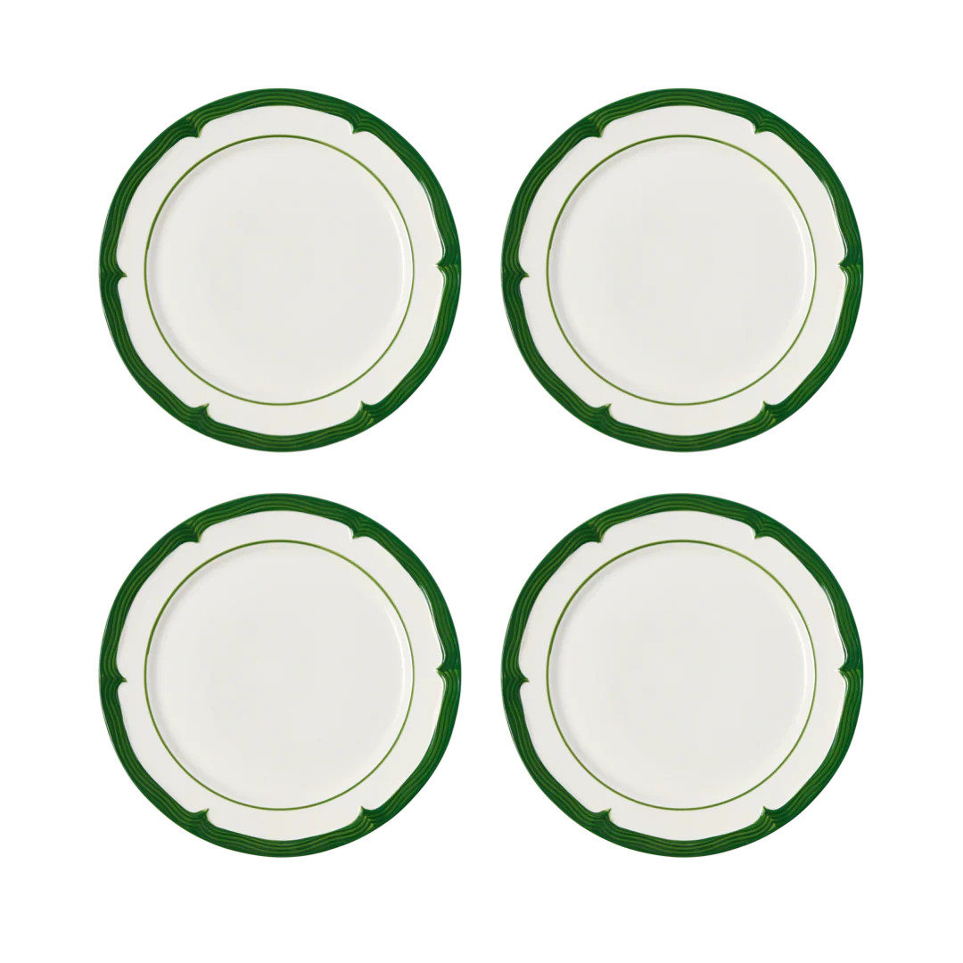Soft Scallop Green Embossed Dinner Plate Set of 4 | In The Roundhouse
