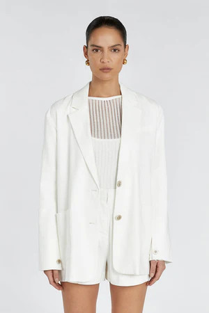 SLOAN WHITE LINEN BLEND WHITE BLAZER | DISSH