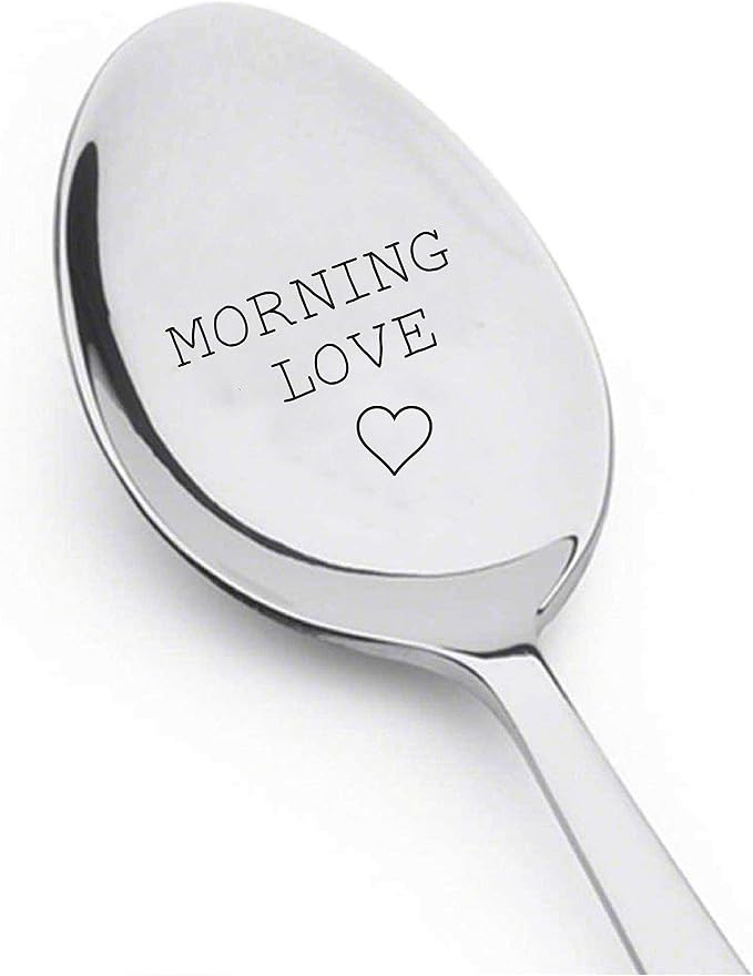 Coffee Spoon Morning Love with Sweet Heart -Lover's Spoon Engraved Coffee Spoon - Coffee Tea Cere... | Amazon (US)