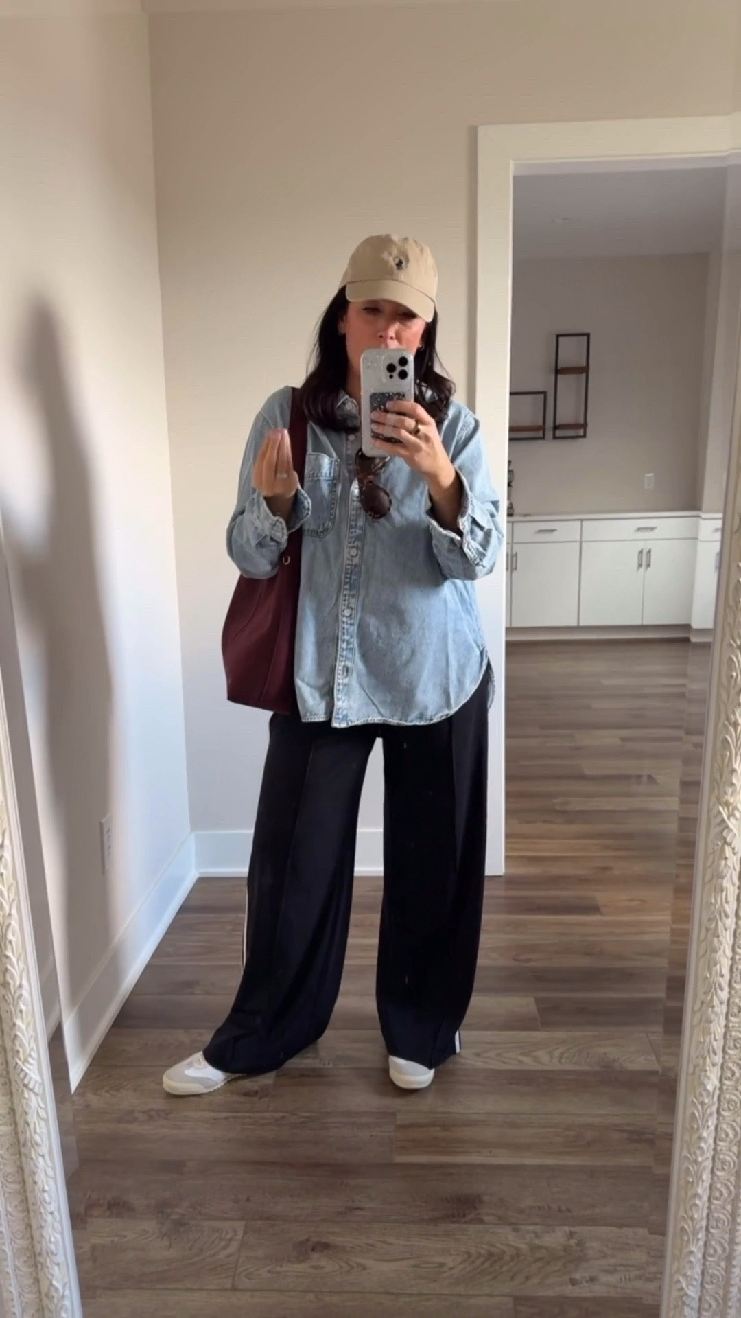 
• XL denim target top - I size up for an oversized fit 
• medium loft track pants - true to size 
• sneakers true to size 


#LTKActive #LTKootd #LTKSaleAlert