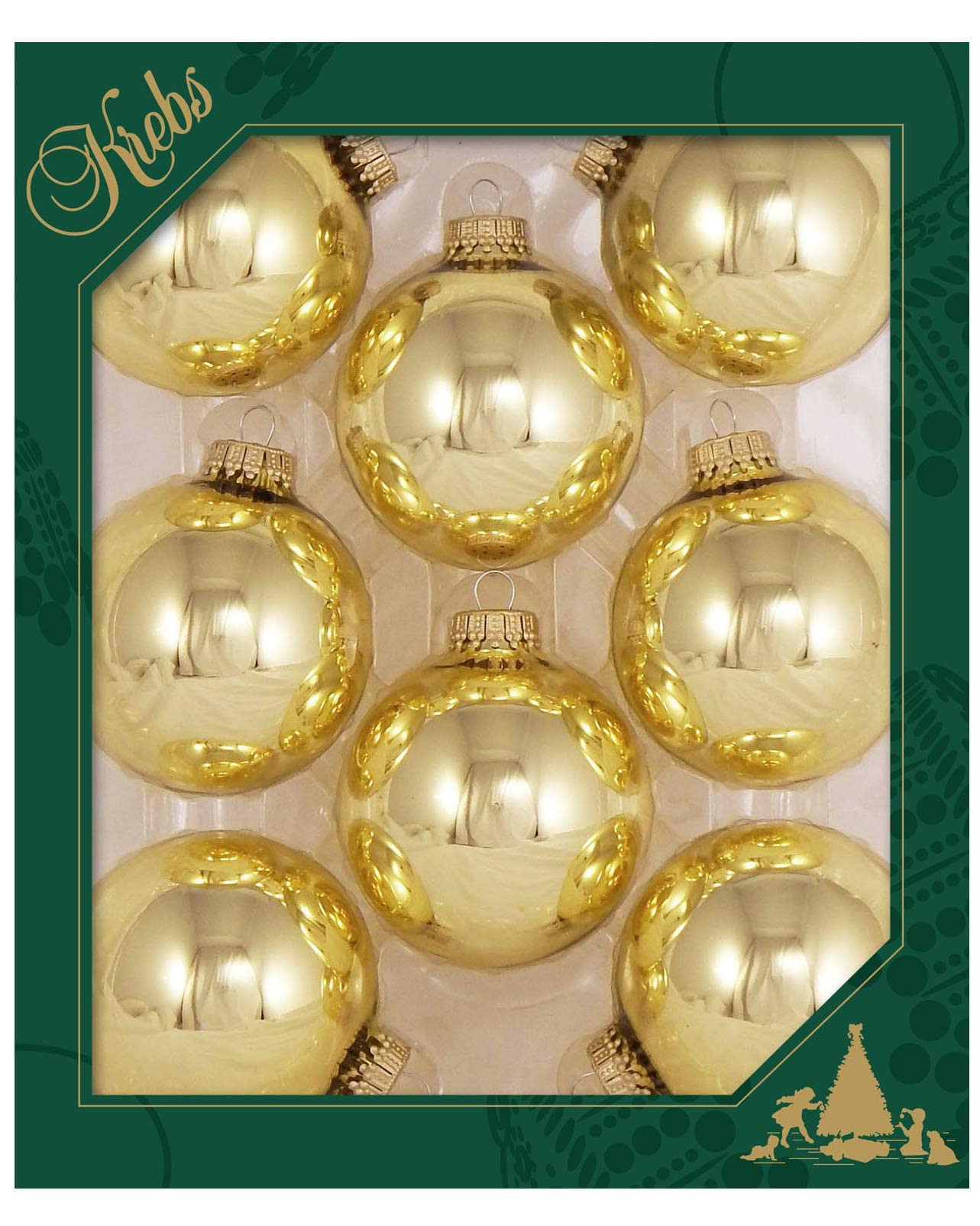 Christmas By Krebs Made in The USA Designer Seamless Glass Christmas Ball Ornaments, 2 5/8" (67mm), 8 Pieces | Amazon (US)