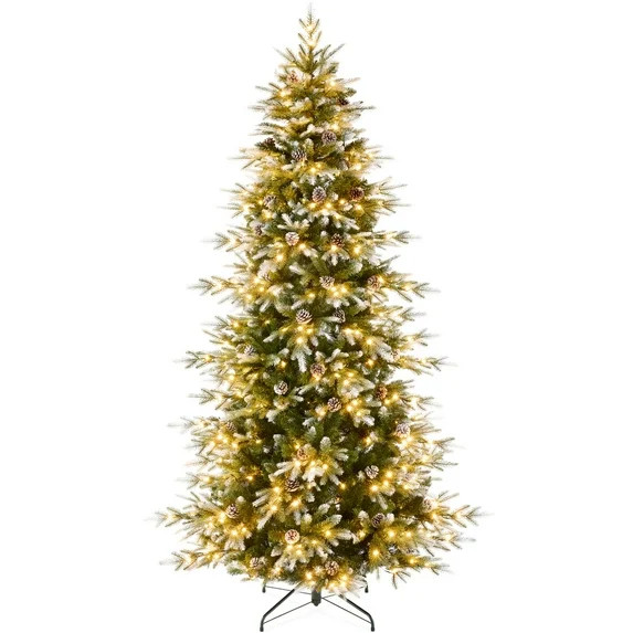 Best Choice Products 4.5ft Pre-Lit Flocked Slim Aspen Noble Fir Christmas Tree w/ 750 Branch Tips... | Walmart (US)