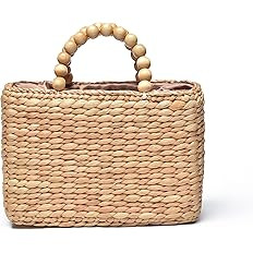 Ann & Bryan Designer Water hyacinth Handbags for Women Handmade Artisan Purse with Wooden Beaded ... | Amazon (US)