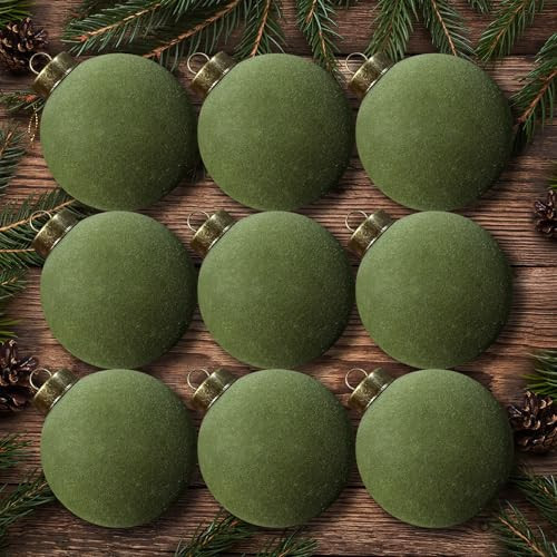 Green 9 Pack Velvet Ornaments for Christmas Tree Decorations - Xmas Ball Ornament for Indoor Holiday Decor - Shatterproof Christmas Bulbs Ornaments, 80mm 3.15inch | Amazon (US)