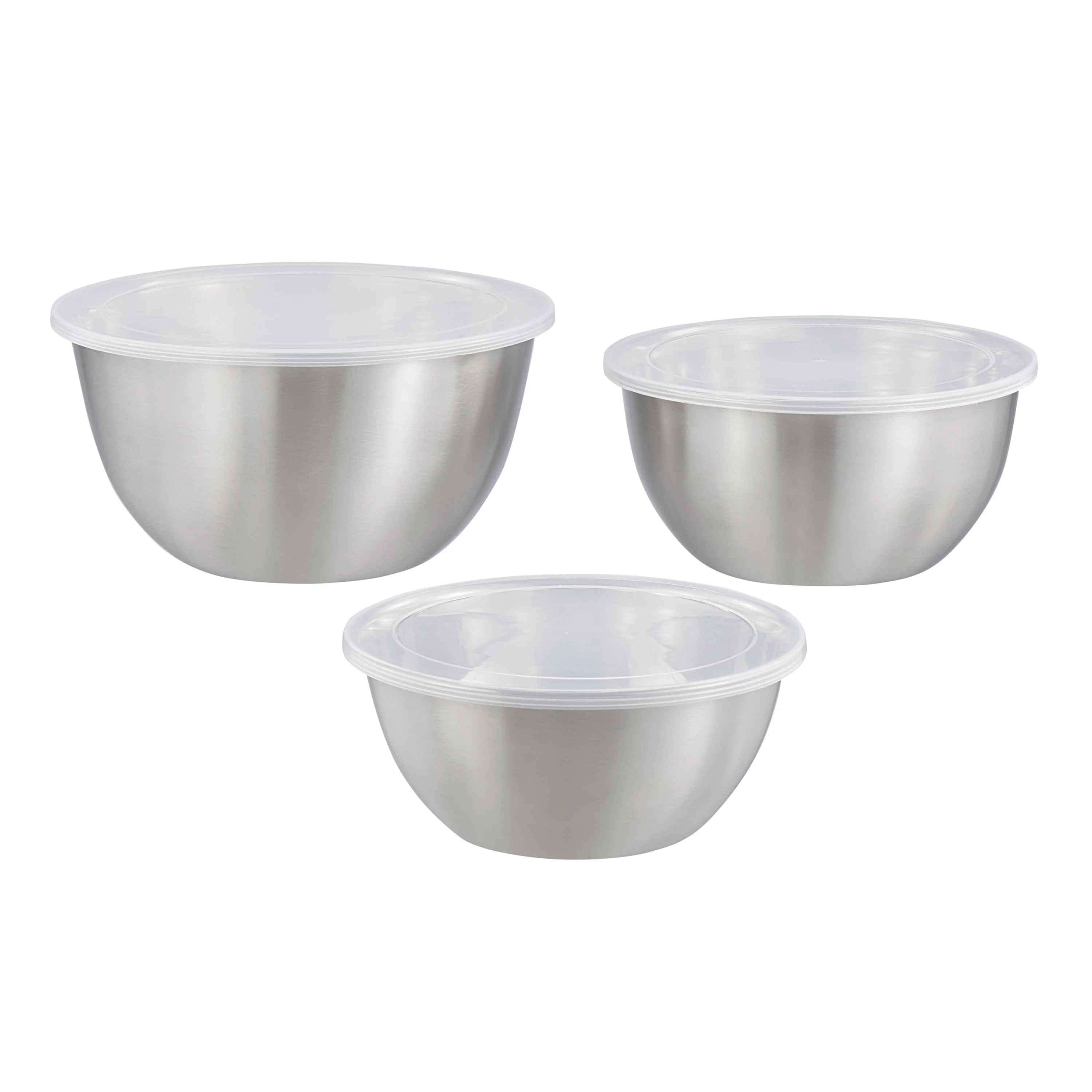 Mainstays 6-Piece Brushed Stainless Steel Mixing and Storage Bowl Set with Lids - Walmart.com | Walmart (US)