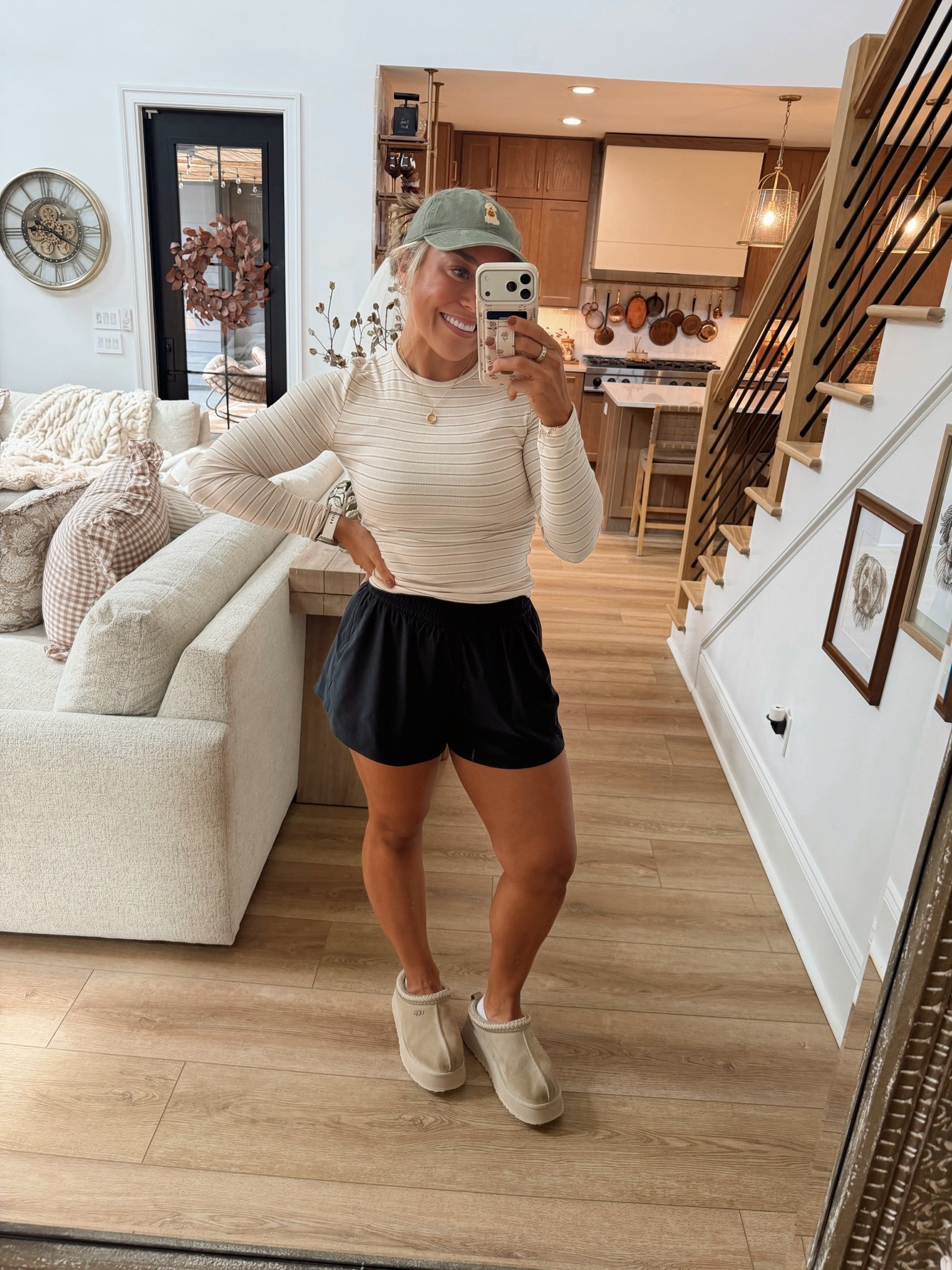 Comfy OOTD 🤎 this slinky ribbed @nuuds long sleeve is honestly one of my favorites & they dropped striped variations! In the M! & M shorts 🫶🏼🍂

Casual / Amazon fashion / cozy / Holley Gabrielle / @Target