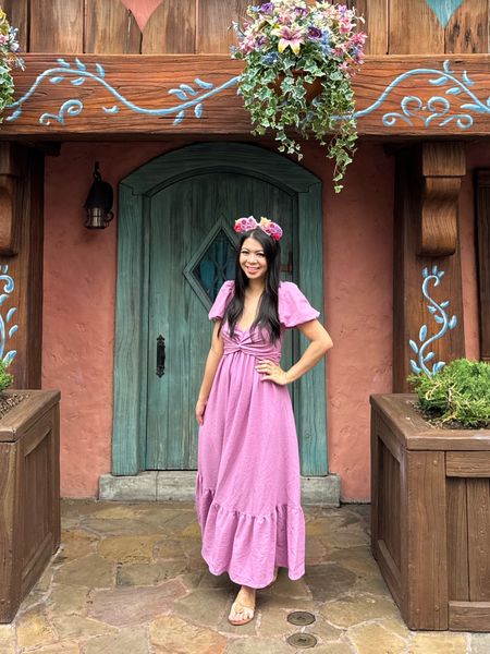 Disney world dressy outfit, Disney bound rapunzel outfit with purple dress and Disney ears, dress is right under $100 for $99!

#LTKtravel #LTKfindsunder100