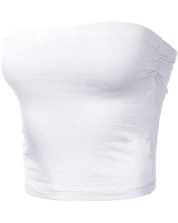 Women's Tube Crop Tops Strapless Cute Sexy Cotton Tops | Amazon (US)