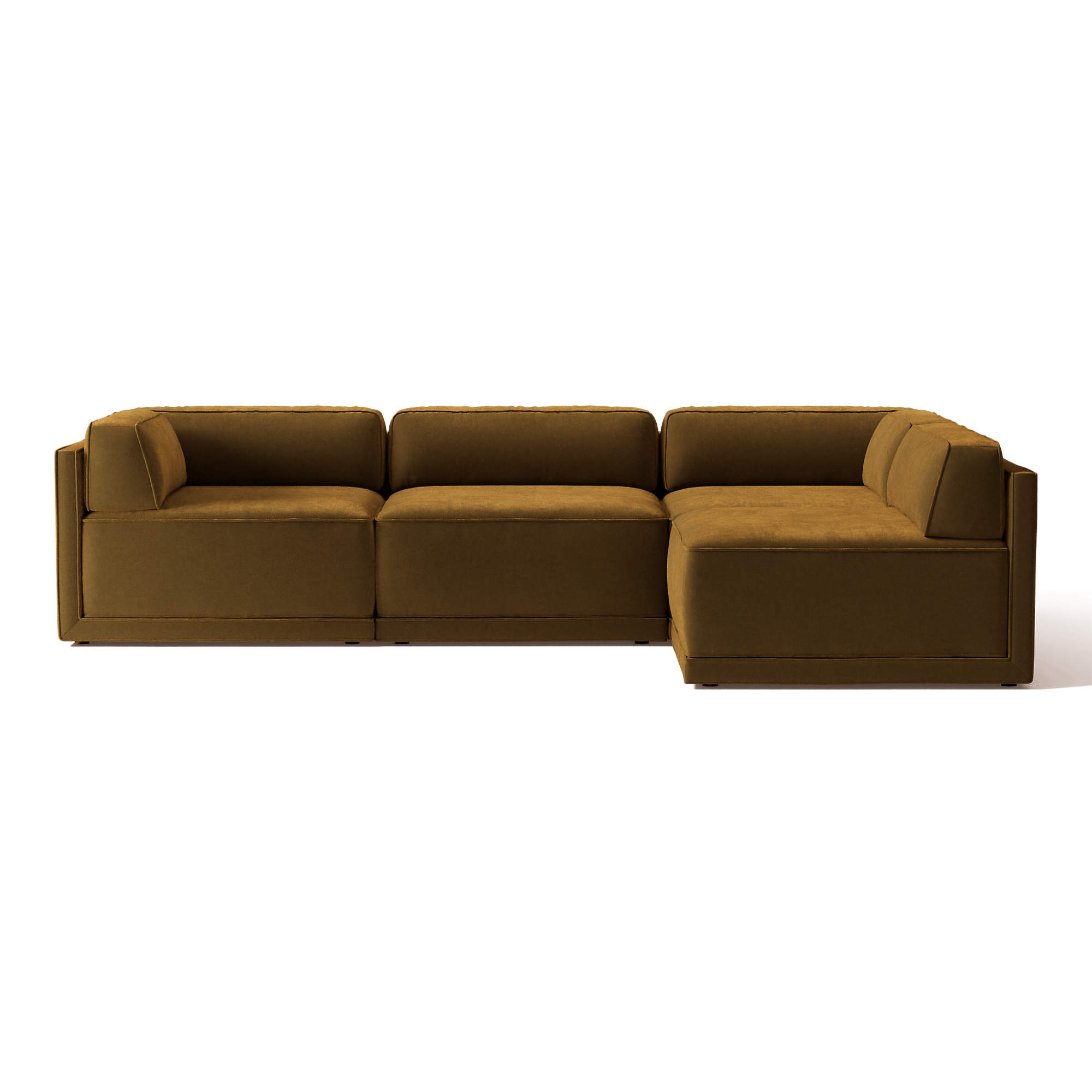 Oriole 4-Piece L-Shaped Dark Brown Performance Velvet Modular Sectional Sofa + Reviews | CB2 | CB2