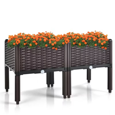 Costway Elevated Plastic Raised Garden Bed Planter Kit for Flower Vegetable Grow 2 Set | Target