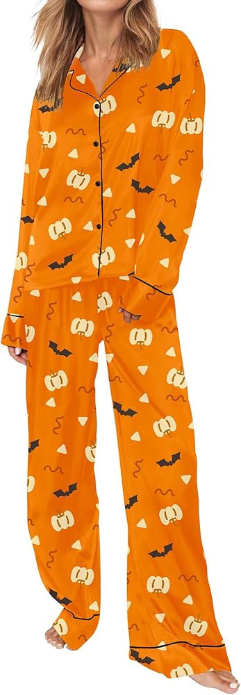 SHESHOW Satin Pajamas for Women Set Long Sleeve Button Down Sleepwear 2 Piece Nightwear Women Pjs... | Amazon (US)