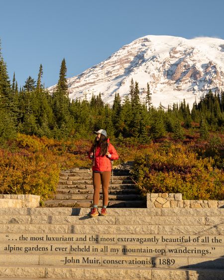 Hiking outfit with lululemon align leggings, Danner hiking boots, and a red puffer jacket by Columbia. The perfect Mountain outfit for fall 🤎🍂🫶🏽 

#LTKtravel #LTKstyletip #LTKfitness