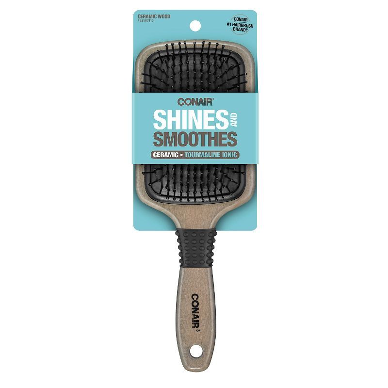 Conair Shines and Smoothes Ceramic Wood Paddle Hair Brush | Target