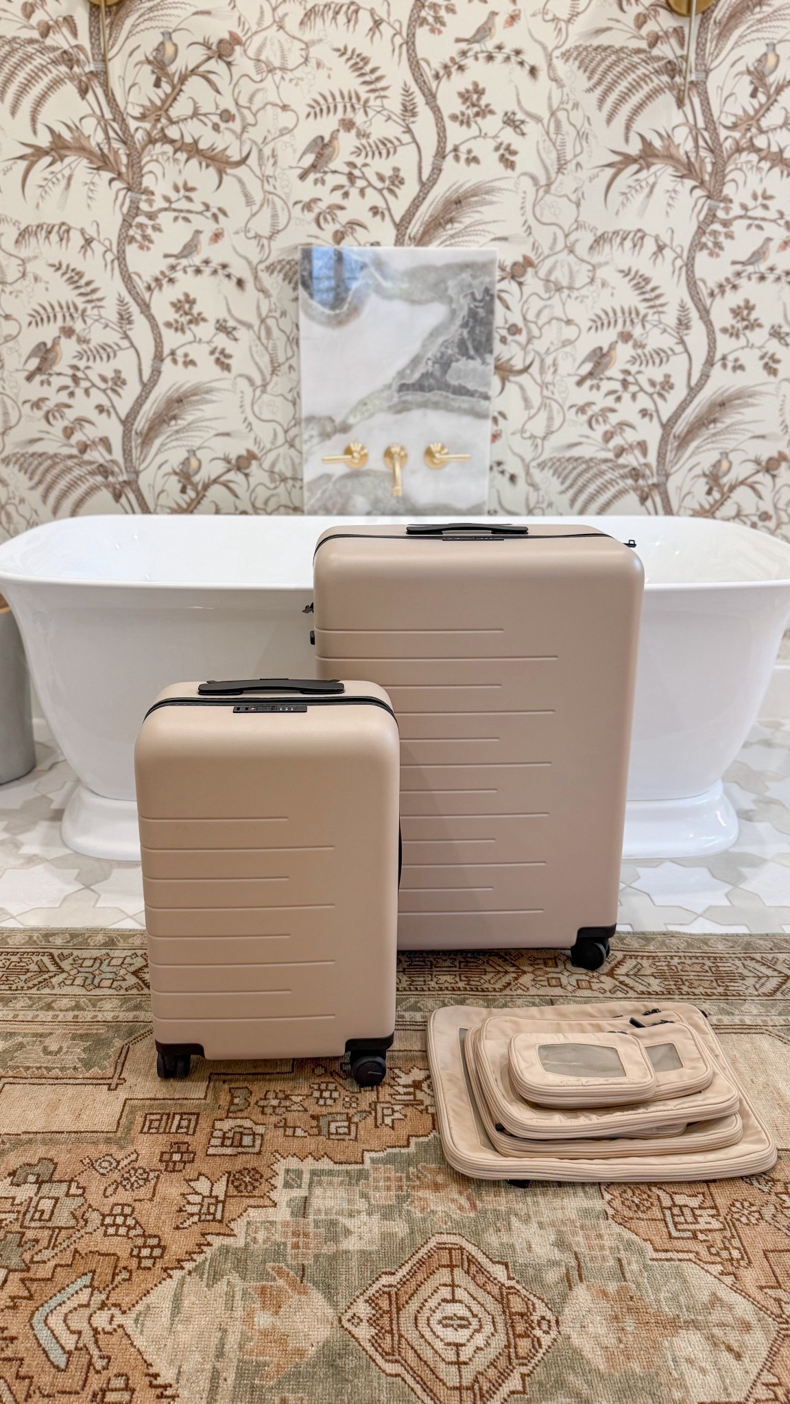 Travel Setup ✈️

Sharing my full luggage system from @onequince — I have the Large Suitcase in Tan, the Carry-On, and their packing cubes and this combo has survived airports, road trips, hockey weekends, and family travel chaos.

🧳 Quince Large Suitcase (Tan) — $199
🧳 Quince Carry-On — $129
✨ Buy them together as a duo for $229
🧺 Packing Cubes — $60

Why I love them:

✔️ Lightweight polycarbonate hard shell (durable but easy to lift)
✔️ Smooth 360° Hinomoto spinner wheels
✔️ TSA-approved lock
✔️ Interior compression system + organized compartments
✔️ Clean, elevated design that doesn’t scream “mom luggage”

These are direct-to-consumer, Away-level quality without the markup — and the packing cubes make it insanely easy to stay organized when traveling with kids.

Linked on LTK 🤍
#QuincePartner @onequince 