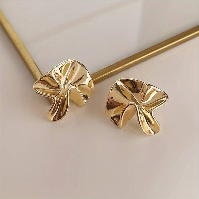1 Pair Of Irregular Earrings, Simple Elegant Metal Style Alloy Stud Earrings, Golden And Silvery ... | Temu Affiliate Program