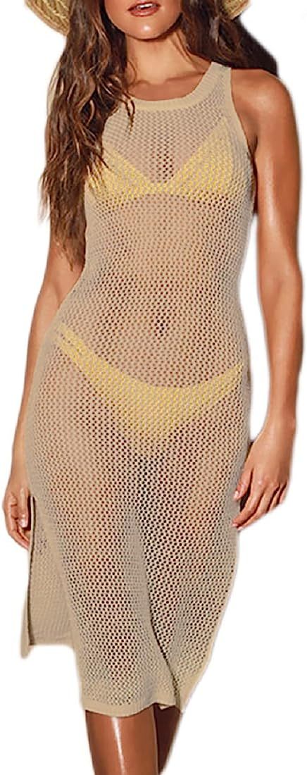 Bsubseach Crochet Cover Ups for Swimwear Women Knit Beach Cover Up Dress Summer Beachwear | Amazon (US)