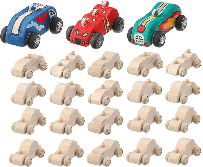 Zhanmai 24 Pieces Wood DIY Car Toys Unfinished Wooden Cars Unfinished DIY Crafts for Students Hom... | Amazon (US)