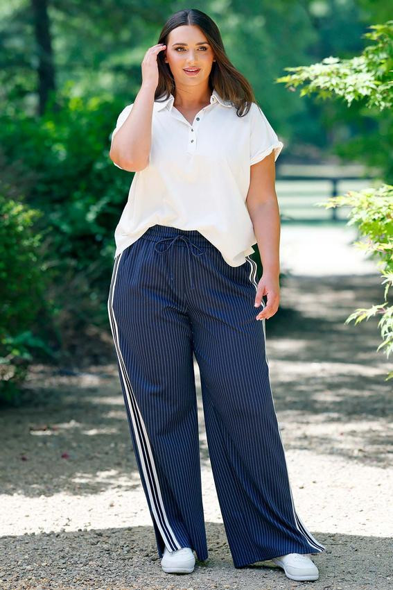 Plus Size Varsity Stripe Wide Leg Pants | Cato Fashions