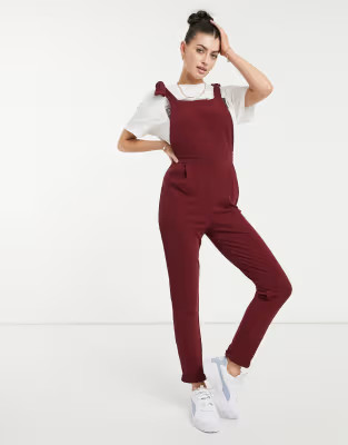 ASOS DESIGN rib overalls in burgundy | ASOS (Global)