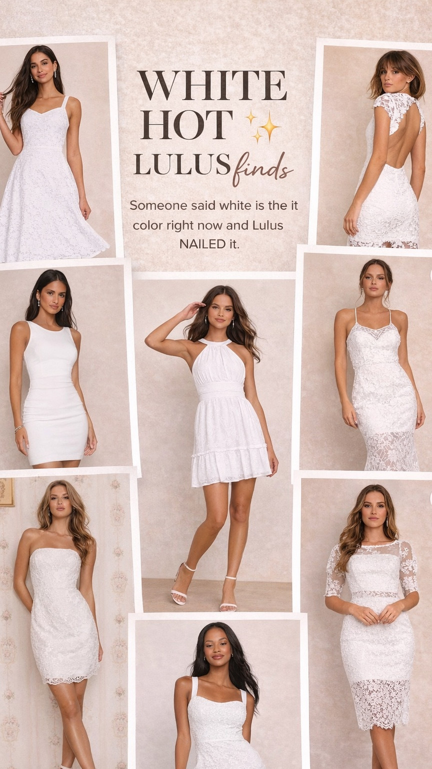 Someone said white is the color right now… and Lulus absolutely understood the assignment 🤍🔥

These are the kind of dresses that make you feel instantly put together — effortless, feminine, and a little ✨main character✨

From brunch to date night to events… there is literally a dress here for every moment.

I linked all my favorites but don’t wait — the good ones always sell out fast 🛍️

#ltkstyle #ltkfinds #lulus #whiteoutfit #springstyle #summerstyle #effortlessstyle #feminineenergy #outfitinspo #momstyle

#LTKootd #LTKSaleAlert #LTKPetite