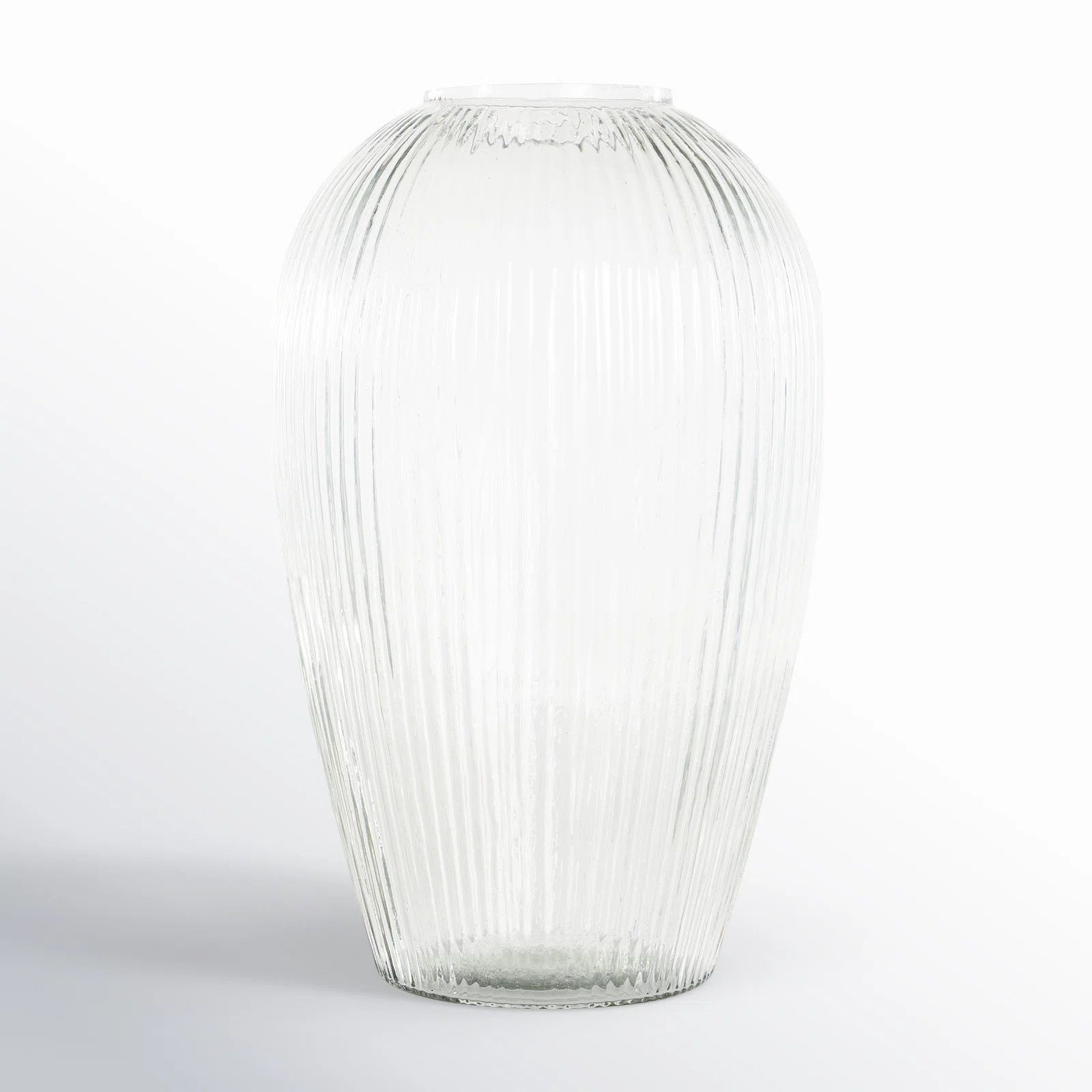 Perry Glass Short Round Ribbed Vase | Wayfair North America