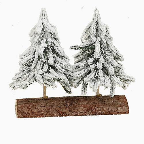 Wolfyty Tabletop Mini Christmas Tree, Simulated Snow Frost Christmas Tree, 2pcs Connected 7.87" Miniature Pine Christmas Tree with Wooden Base for Christmas Decorations, Home, Kitchen, Dining Table | Amazon (US)