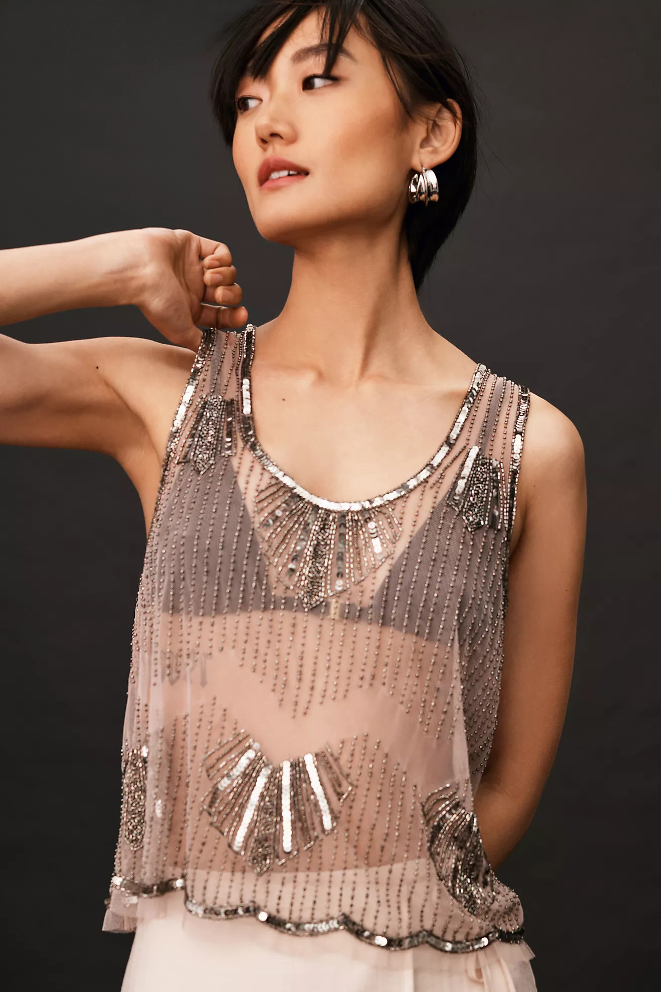 Mahila Scalloped Beaded Tank | Anthropologie (US)