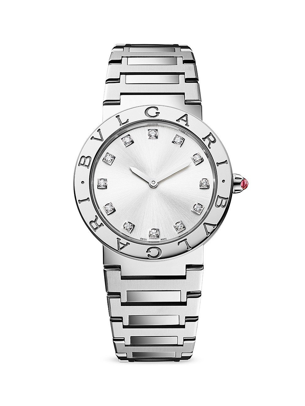 Women's BVLGARI BVLGARI LADY Stainless Steel & Diamond Bracelet Watch - Steel | Saks Fifth Avenue