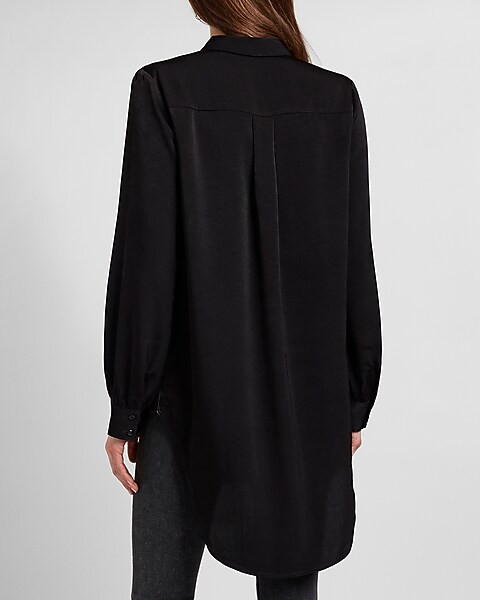 Pleated Shoulder Tunic Shirt | Express