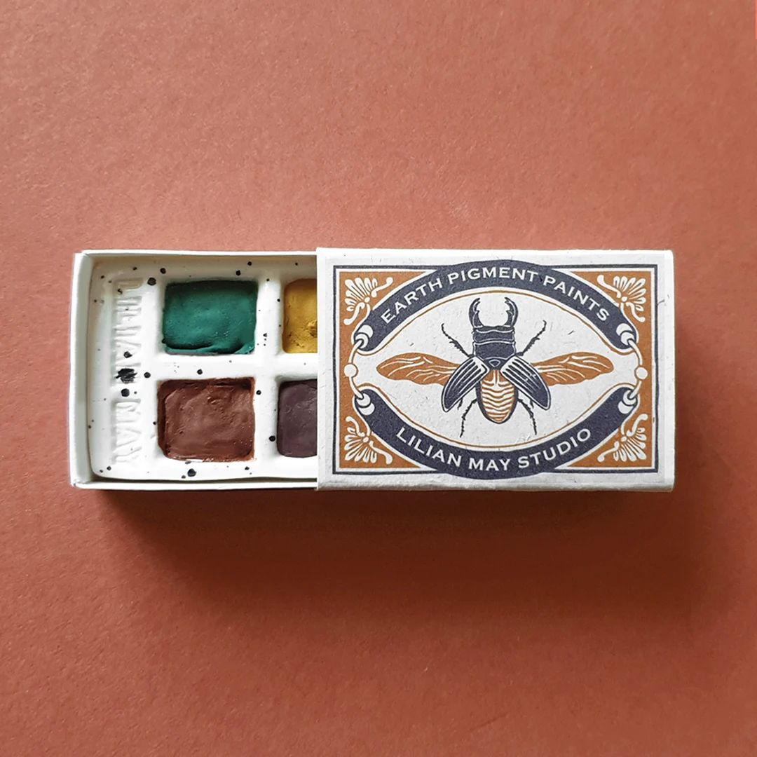 NEW Natural Pigment Paint Set. Handmade Watercolour Matchbox Paint Set, Art Gift for her, Art Gif... | Etsy (US)