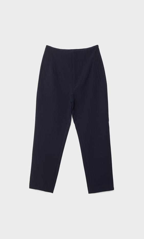 Smart lange broek met bandplooi - Kort & Lang voor dames | Stradivarius Netherlands | Stradivarius (NL)