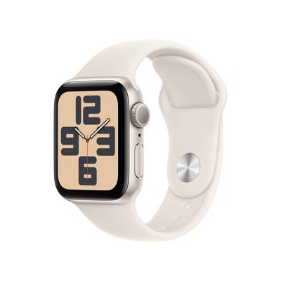 Apple Watch SE GPS (2024) 40mm Starlight Aluminum Case with Starlight Sport Band - M/L | Target