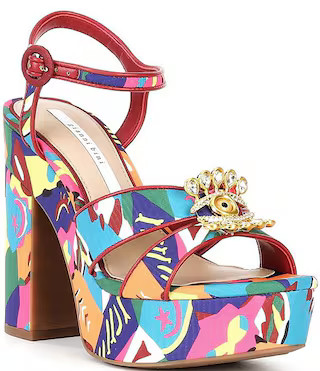 Beaux Printed Whimsical Mismatch Ornament Platform Dress Sandals | Dillard's