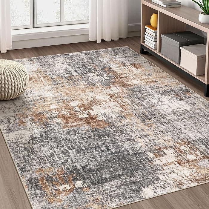 Area Rug Living Room Rugs 5x7 Modern Abstract for Bedroom Dining Room Home Office Grey Brown | Amazon (CA)