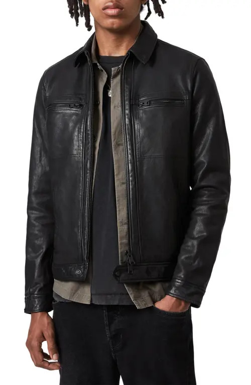 AllSaints Lark Leather Jacket in Black at Nordstrom, Size Xx-Large | Nordstrom