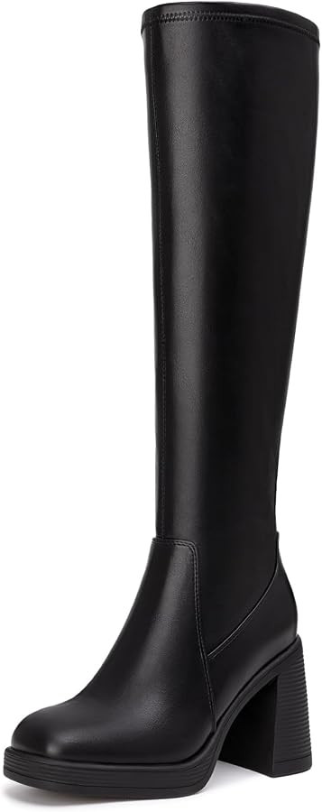 Athlefit Knee High Boots for Women Stretch Chunky Platform Tall Boots | Amazon (US)