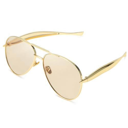SODQW Gold Aviator Sunglasses for Women Men Trendy Designer Metal Sun Glasses with UV400 Metal Fr... | Amazon (US)