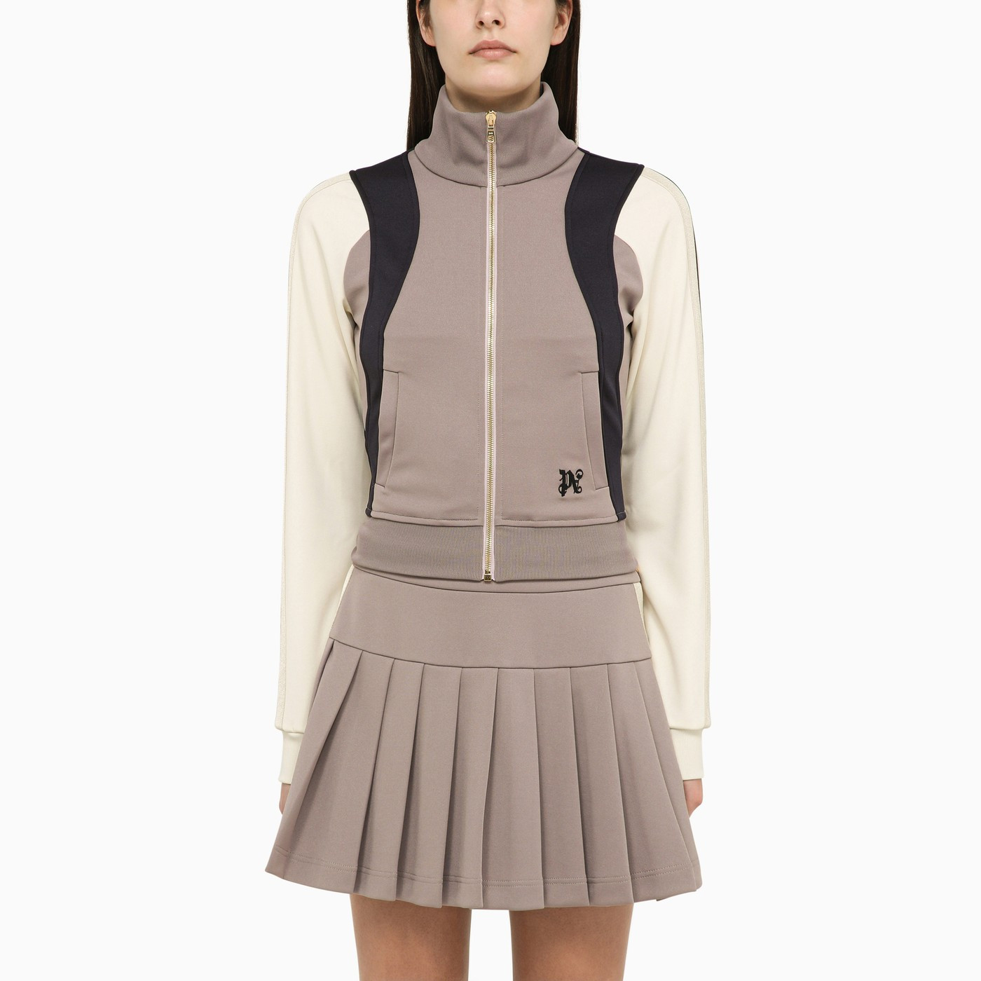 Lilac colour-block zip sweatshirt | The Double F