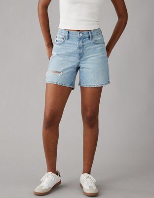 AE Strigid Super High-Waisted 6" Relaxed Ripped Denim Short | American Eagle Outfitters (US & CA)