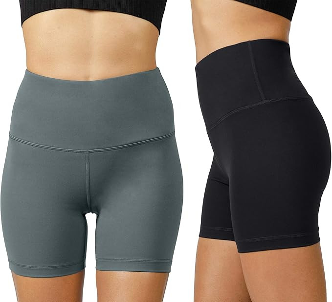 Yogalicious Lux High Waist Squat Proof Biker Short - 2 Pack 5", 7" | Amazon (US)