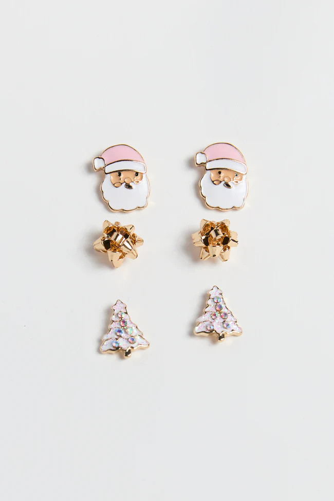 Pink Santa Trio Earring Set | Pink Lily