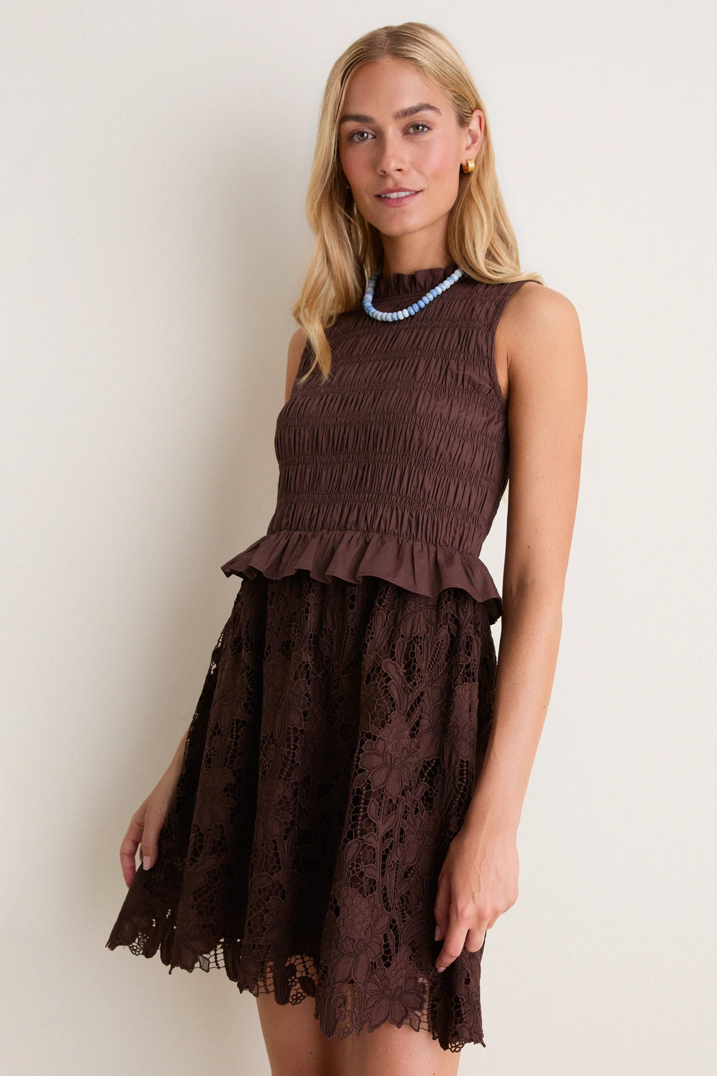 Chocolate Brown Eyelet Seaton Mini Dress | Tuckernuck (US)