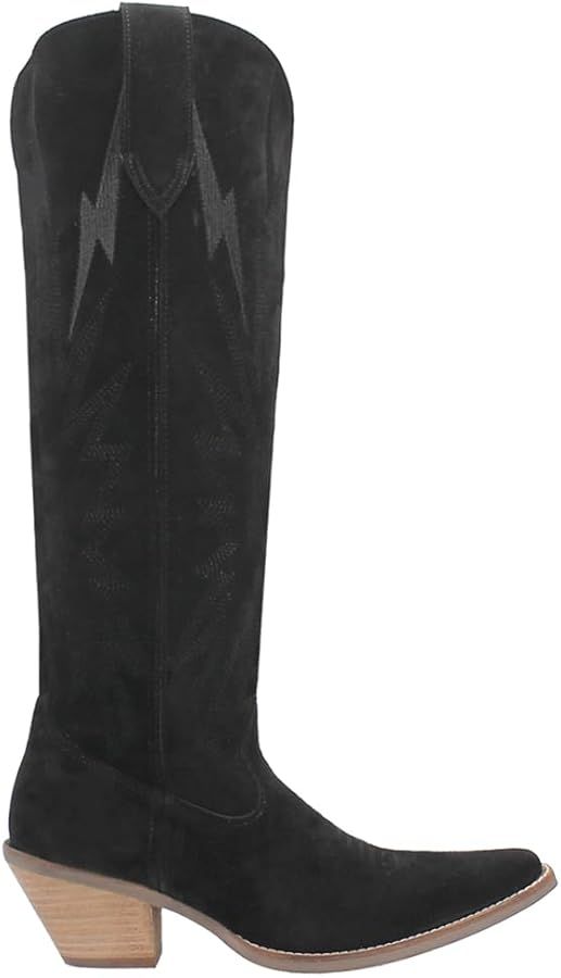 Dingo Womens Thunder Road Embroidered Snip Toe Casual Boots Knee High Mid Heel 2-3" - Black | Amazon (US)