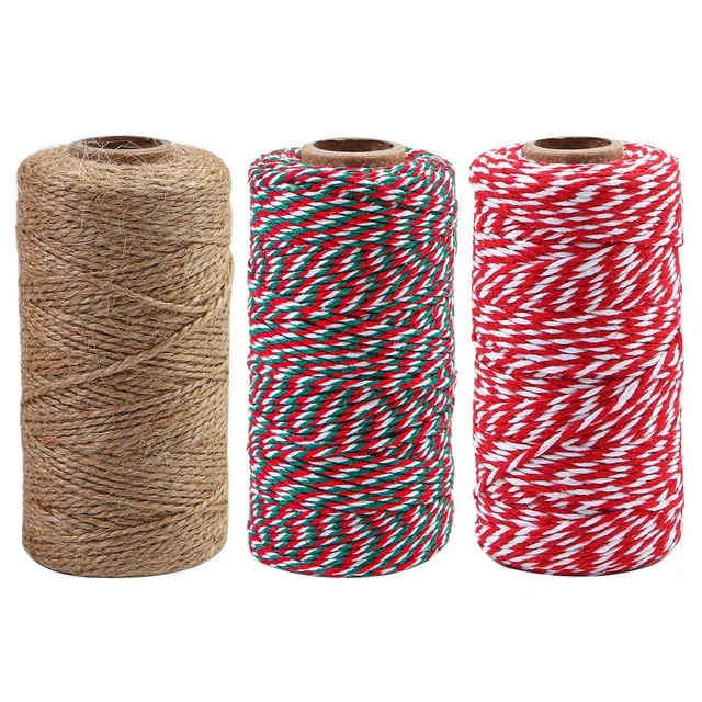 Elcoho 3 Rolls Christmas Twine Natural Jute String Cotton Twine for Gift Wrapping DIY Crafts Gard... | Walmart (US)