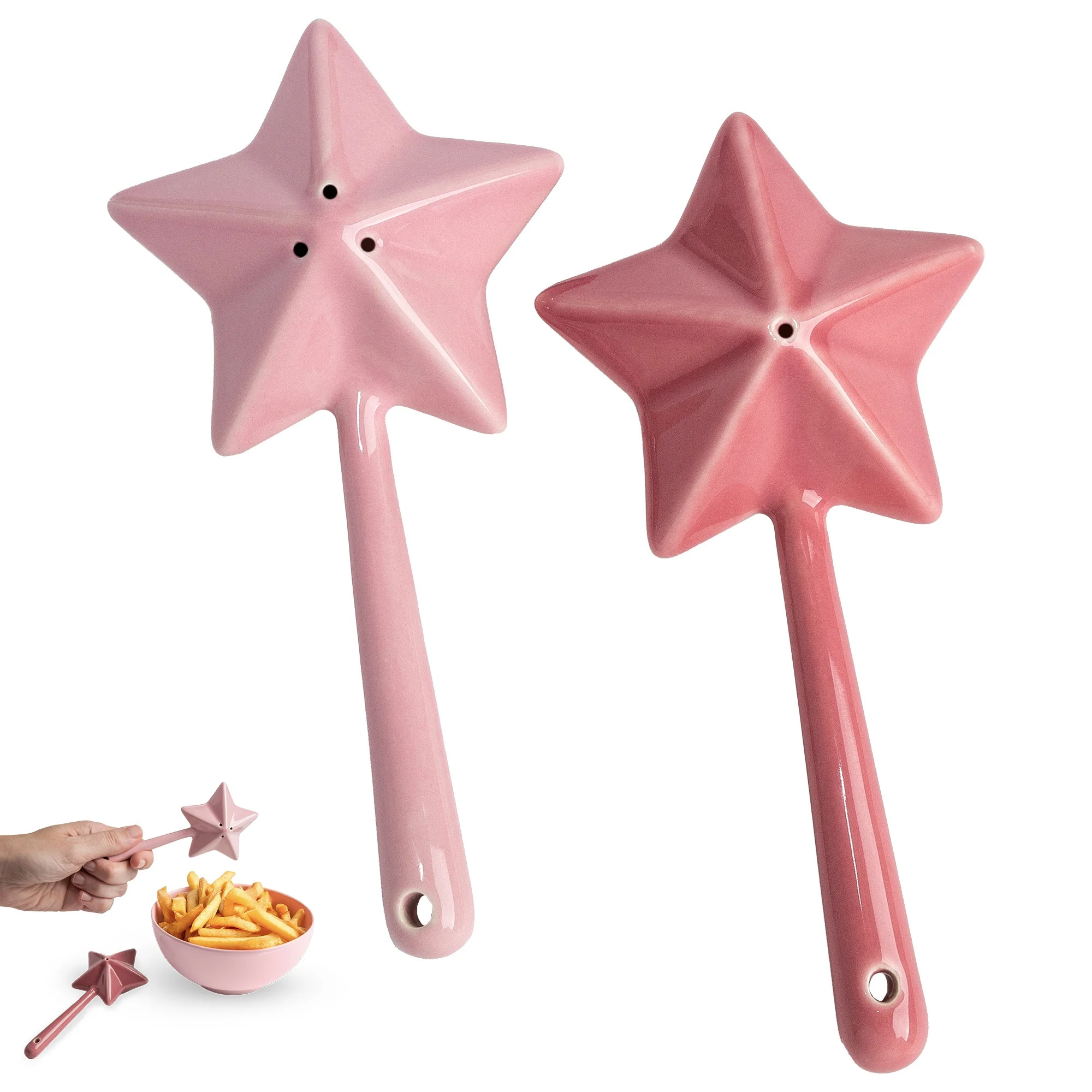 Paris Hilton 2 Piece Star Wand Ceramic Salt and Pepper Shakers, Multi-Use, Easy to Fill, Pink | Walmart (US)