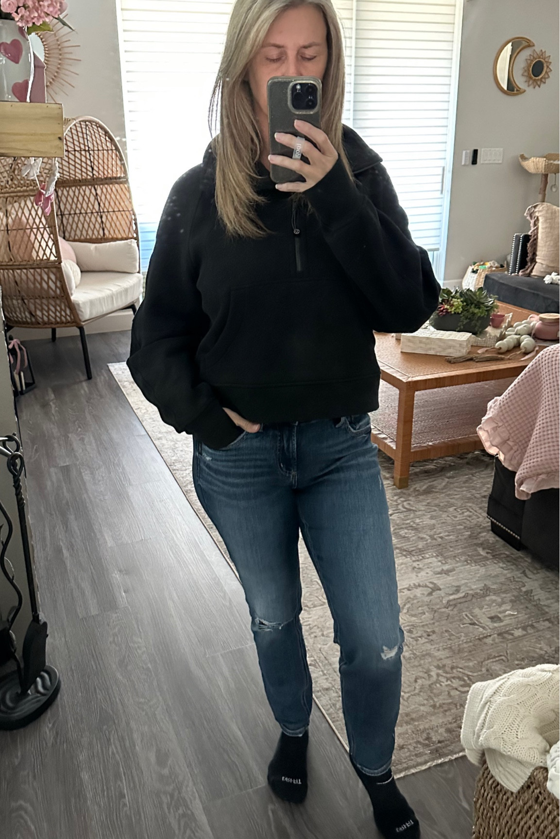 It’s been cold here love my cropped funnel neck quarter zip pullover and silver jeans today #jeans #wiw #ootd #lululemon #silverjeans #denim #style #coldweather #athleisure 

#LTKActive #LTKOver40 #LTKStyleTip