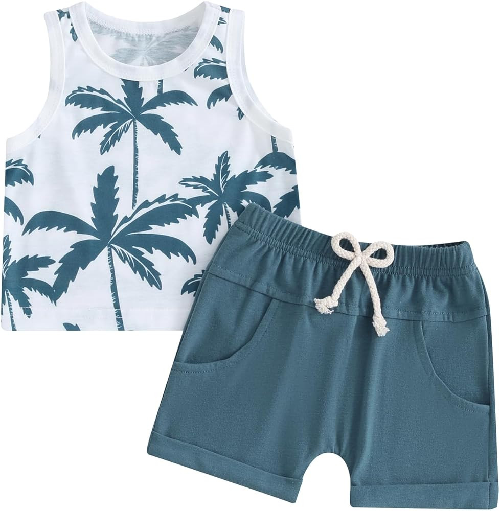 DuAnyozu Infant Toddler Baby Boy Summer Clothes No One Likes A Shady Beach Tank Top and Beach Sho... | Amazon (US)