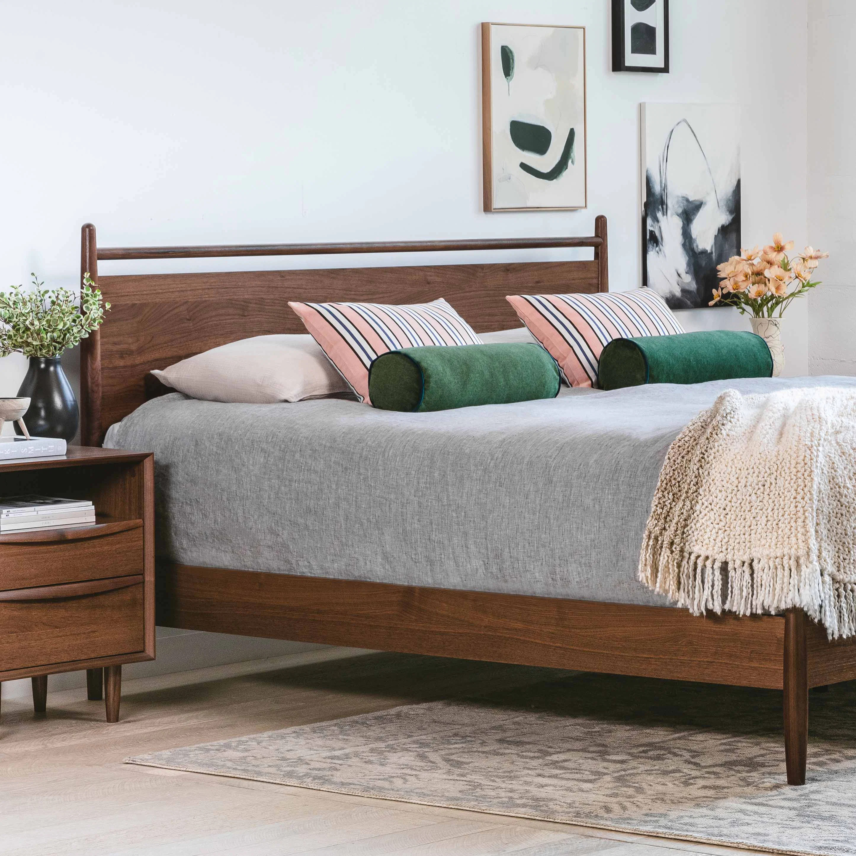 Lenia King Panel Bed - Walnut | Article