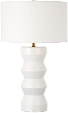 Carlin 28" Tall Ceramic Table Lamp with Fabric Shade in Matte White/White | Amazon (US)