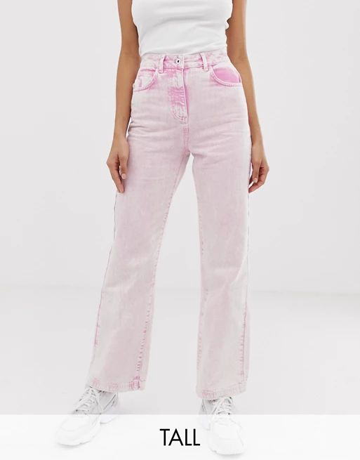 COLLUSION Tall x005 straight leg jeans in acid wash pink | ASOS US